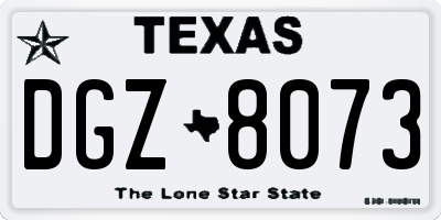 TX license plate DGZ8073