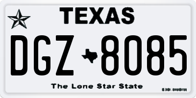TX license plate DGZ8085