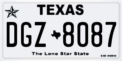 TX license plate DGZ8087