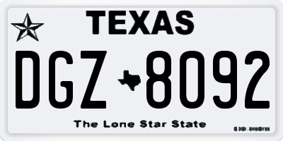 TX license plate DGZ8092