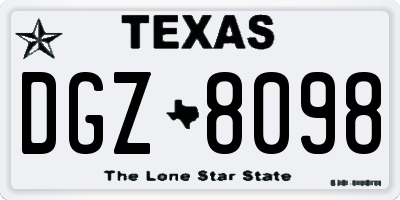 TX license plate DGZ8098