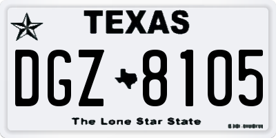 TX license plate DGZ8105