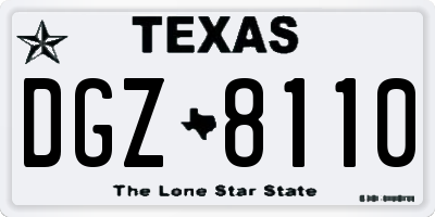 TX license plate DGZ8110