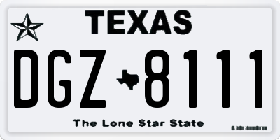 TX license plate DGZ8111
