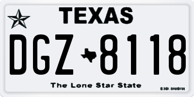 TX license plate DGZ8118