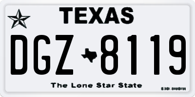 TX license plate DGZ8119