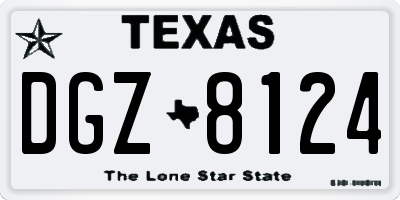 TX license plate DGZ8124