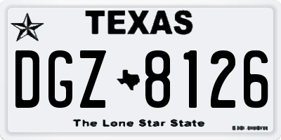 TX license plate DGZ8126