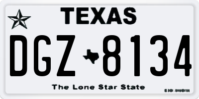 TX license plate DGZ8134