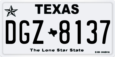 TX license plate DGZ8137