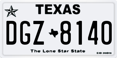 TX license plate DGZ8140