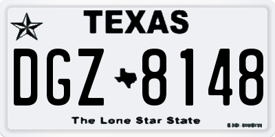 TX license plate DGZ8148