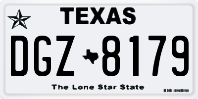 TX license plate DGZ8179