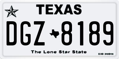 TX license plate DGZ8189
