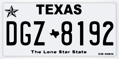 TX license plate DGZ8192