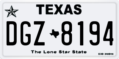 TX license plate DGZ8194