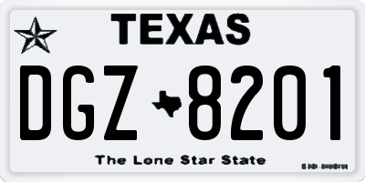 TX license plate DGZ8201