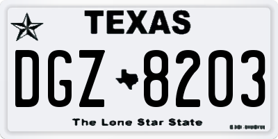 TX license plate DGZ8203