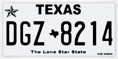 TX license plate DGZ8214