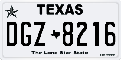 TX license plate DGZ8216