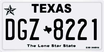 TX license plate DGZ8221