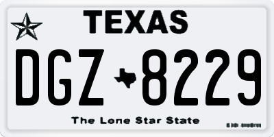 TX license plate DGZ8229