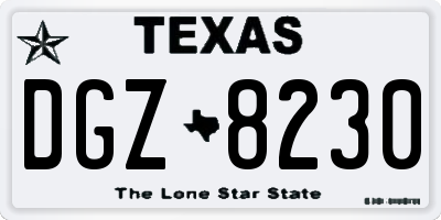 TX license plate DGZ8230