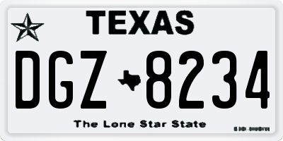 TX license plate DGZ8234