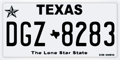 TX license plate DGZ8283