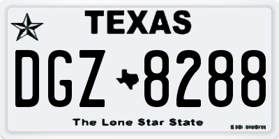 TX license plate DGZ8288