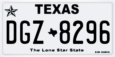 TX license plate DGZ8296