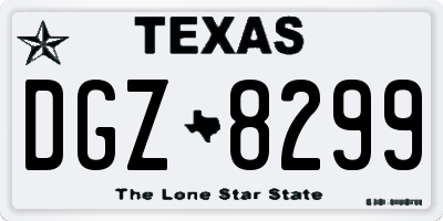 TX license plate DGZ8299