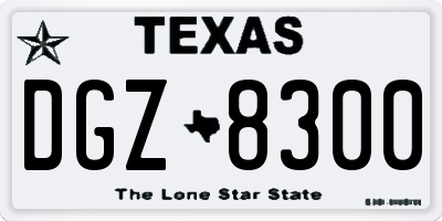 TX license plate DGZ8300