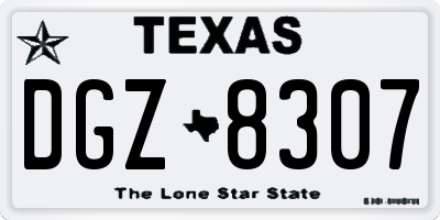 TX license plate DGZ8307