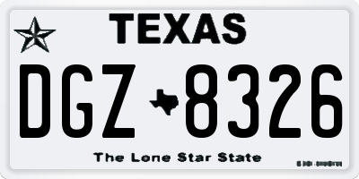 TX license plate DGZ8326