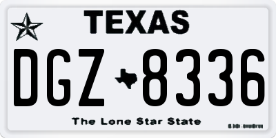 TX license plate DGZ8336
