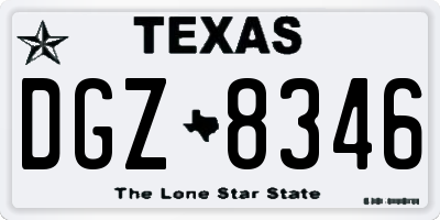 TX license plate DGZ8346