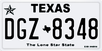 TX license plate DGZ8348