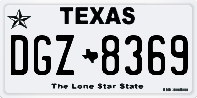 TX license plate DGZ8369