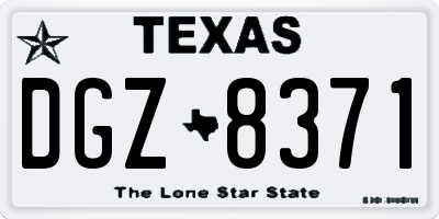 TX license plate DGZ8371