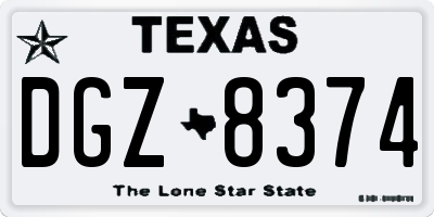TX license plate DGZ8374