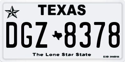 TX license plate DGZ8378