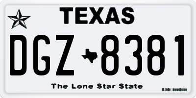 TX license plate DGZ8381