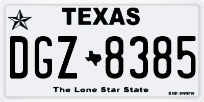 TX license plate DGZ8385