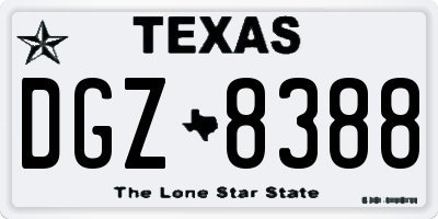 TX license plate DGZ8388