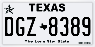 TX license plate DGZ8389
