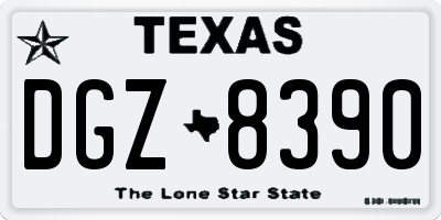 TX license plate DGZ8390