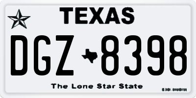 TX license plate DGZ8398