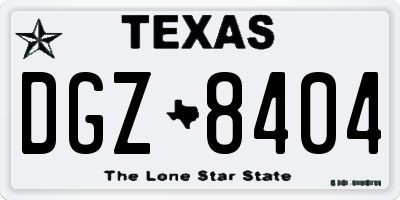TX license plate DGZ8404