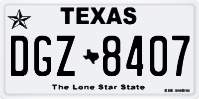 TX license plate DGZ8407